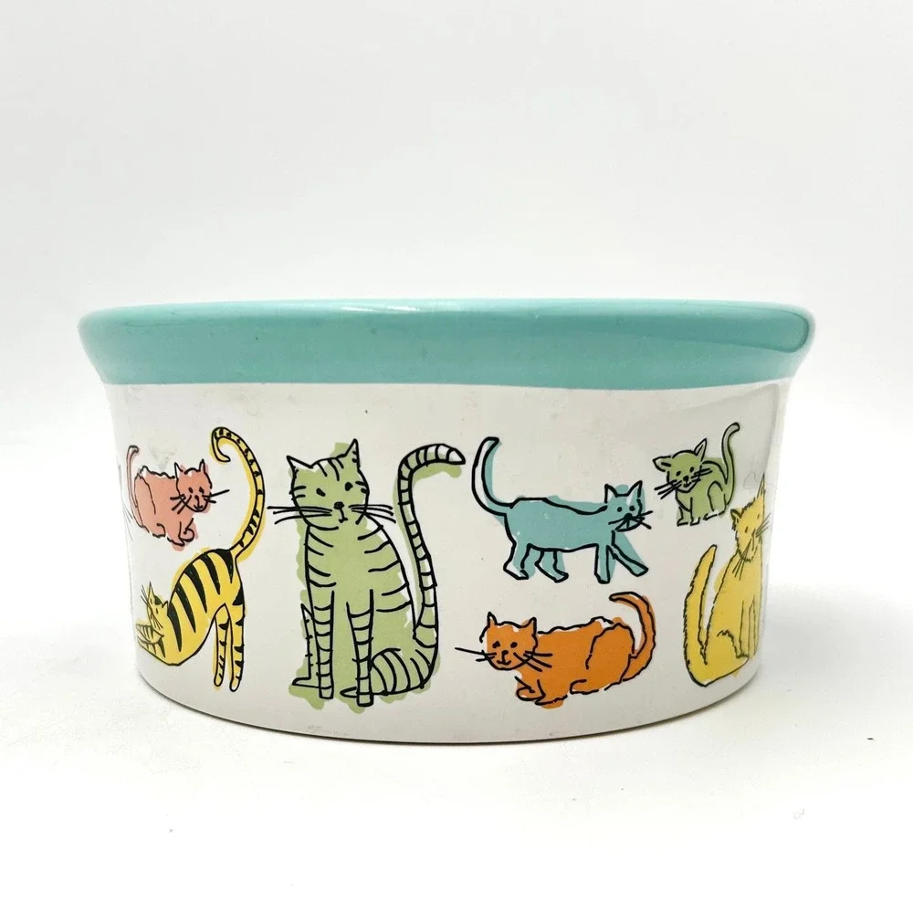 Room Creative Cat Town Ceramic Pet Bowl Dishwasher Safe Microwave Safe